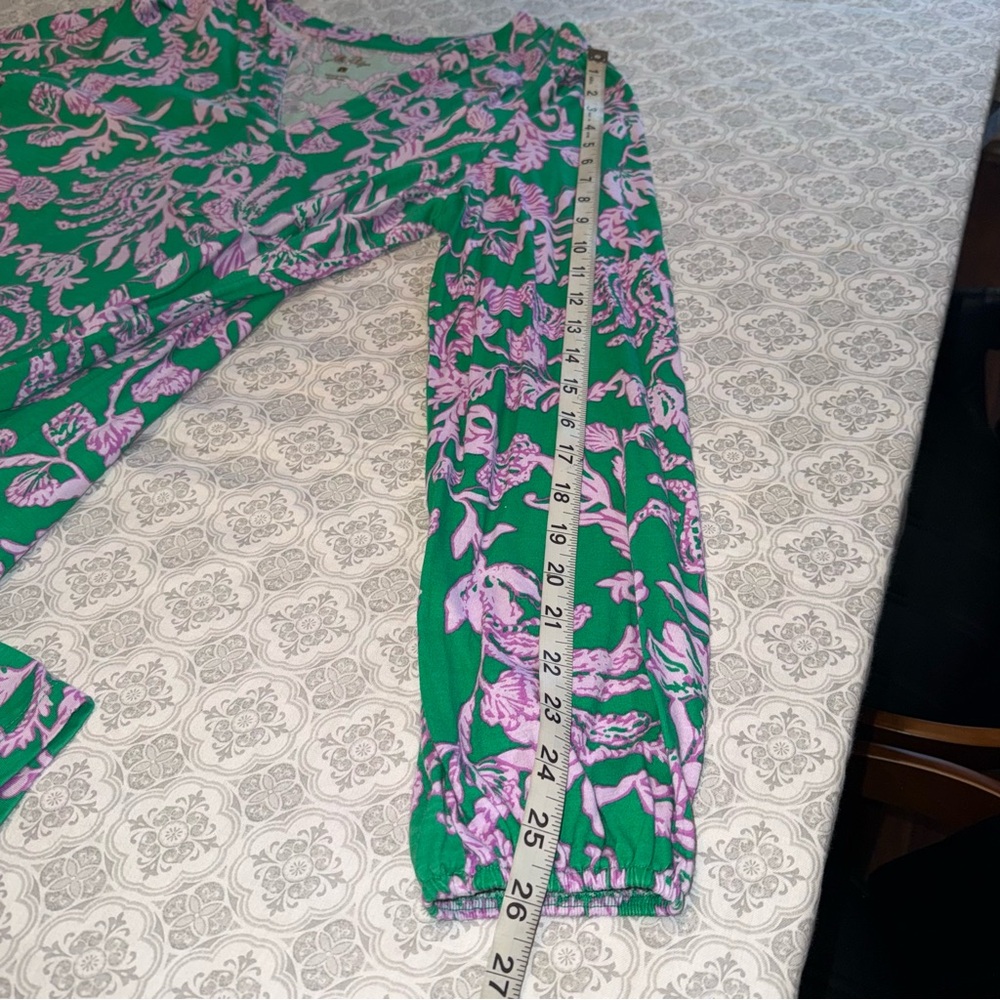 Lilly Pulitzer Alyssa A-Line Long Sleeve Dress in Brazilian Green Salty Sandbar - Picture 16 of 16